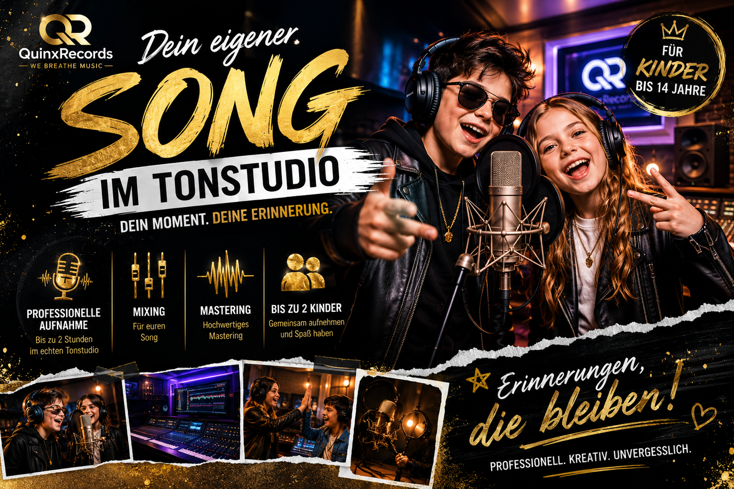 Kids Special (1-2 Stunden Vocal-Aufnahme + Mixing und Mastering) - Bis zu 2 Kinder
